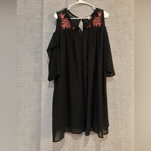 Flowy, Mid length Black Dress
